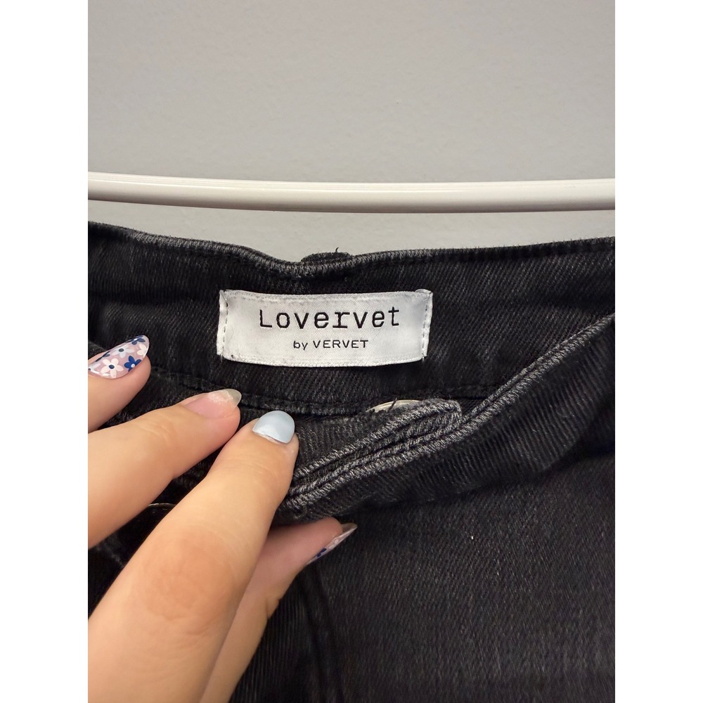 Lovervet by Vervet Womens 16W Black Asymmetrical Crossover Distressed Jeans - Picture 3 of 5
